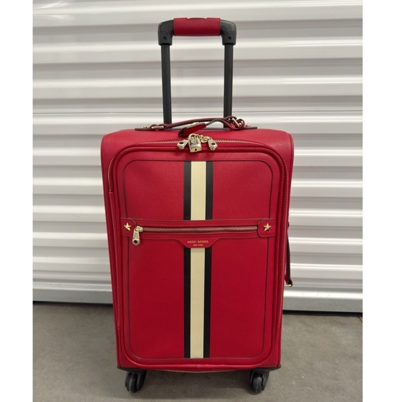 Henri Bendel Red Wheelie Luggage Suitcase - Picture 1 of 14